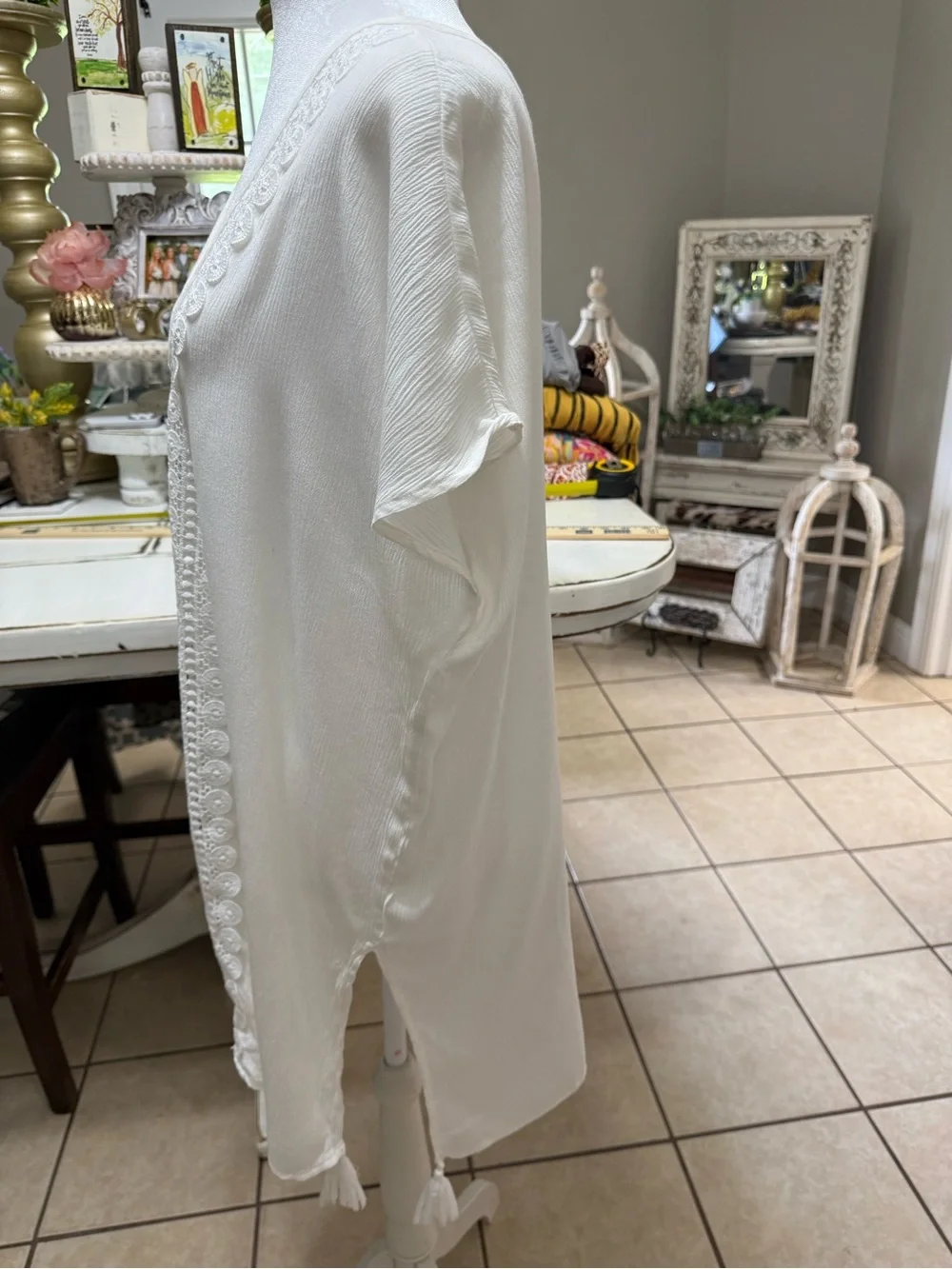 Kona Sol White Boho Swim Cover-Up – Size Small
